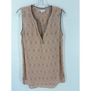 DR2 Women Sleeveless V Neck Geometric‎ Print Blouse Size M